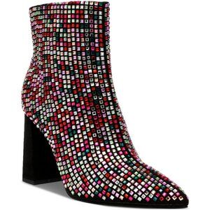 100$ Wild Pair Ingridd Pointed Toe Bling Dress Rhinestone Bootie Size 11.5 Multi